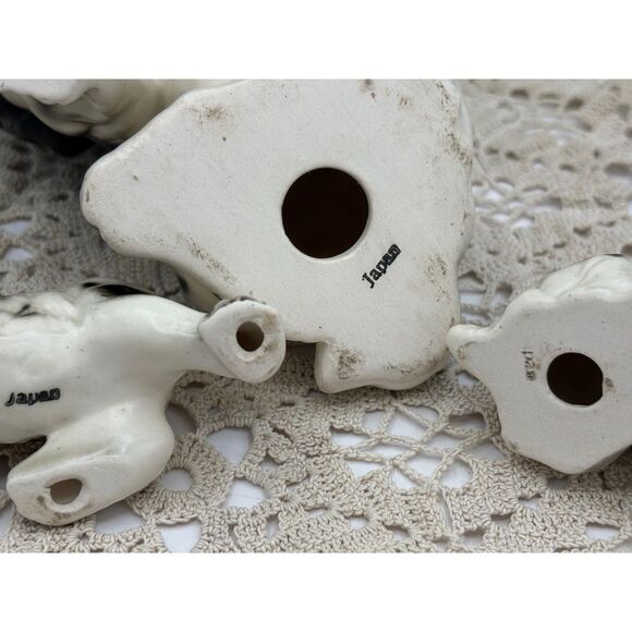 Large Vintage Springer Spaniel Cocker Set of 3 Mom and Puppies Black White - Picture 3 of 6